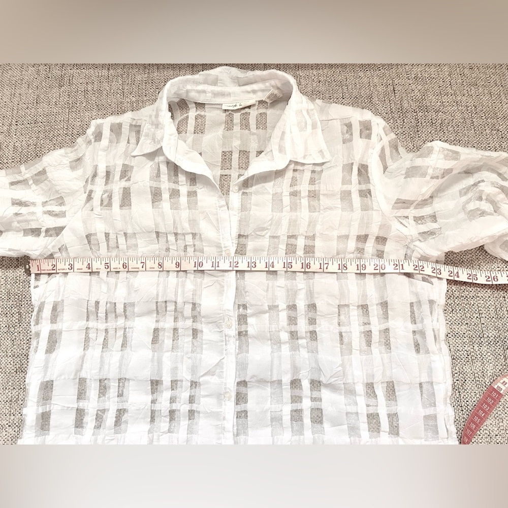 Marsh Landing White Modernist Burnout Gauze Funky Art-to-Wear Button Down Sz L - Picture 11 of 11